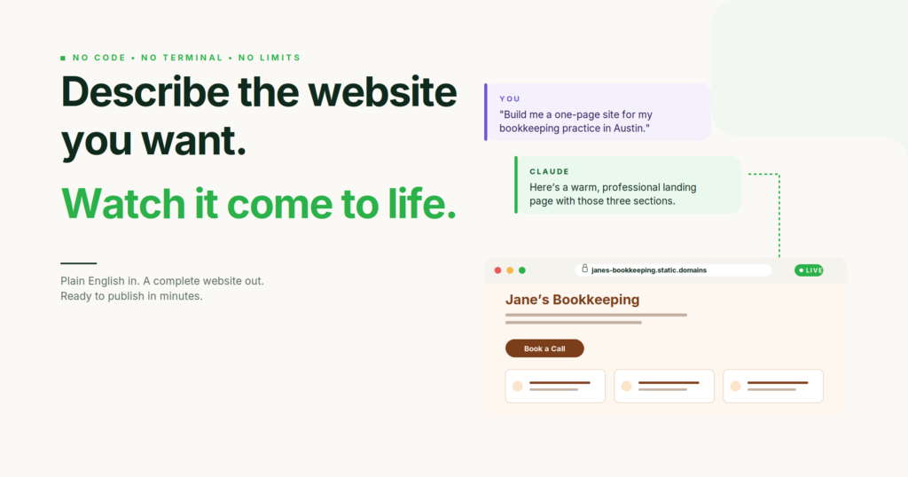 How to Build and Publish a Website Without Writing Code: Claude + Static.app